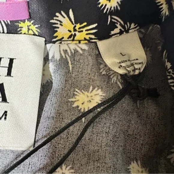 Scotch & Soda Size L Suit Jacket Blazer Belted Garden Girl Belted Black Yellow - Picture 9 of 16